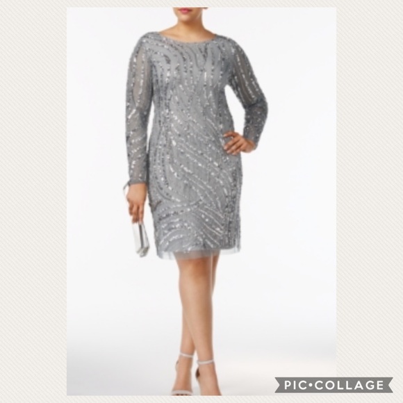 Adrianna-Papell cocktail long sleeves dress